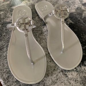 Tory Burch Silver Mini Miller Jelly Sandals